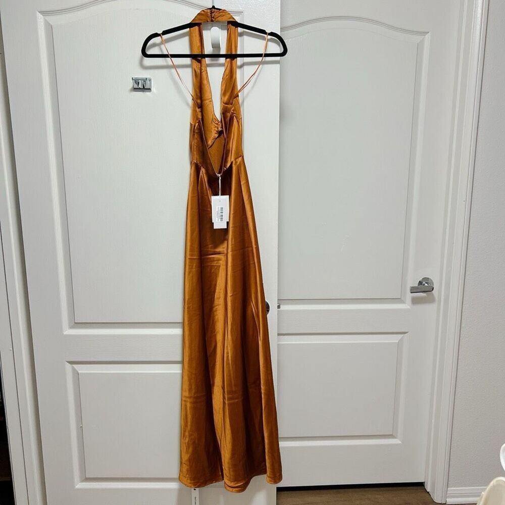 Reformation Daniela Silk Dress Copper Orange Maxi Size 4 - Picture 9 of 10